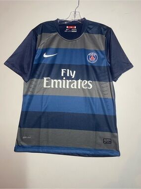 Nike PSG Dri-FIT Football Jersey - Navy and Gray Stripes